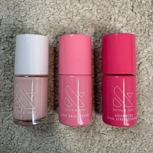 NWOT Set of 3 Olive & June Nail Treatments Brightener Strengthener Polish